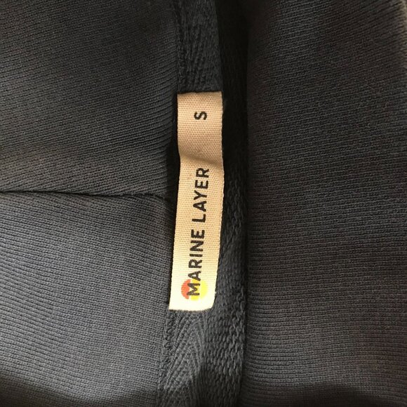 MARINE LAYER - WOMEN'S SMALL - BLUE LONG SLEEVE MOCK COLLAR COTTON TOP SHIRT - Picture 7 of 8